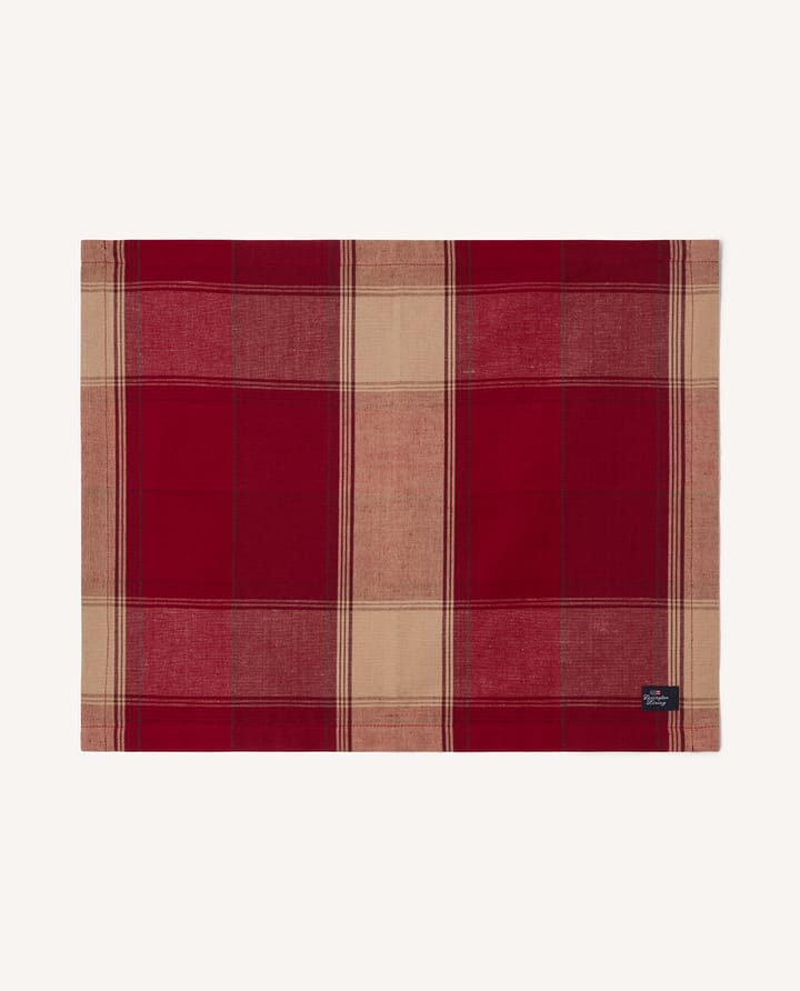 Tovaglietta quadrettata in lino-cotone 40x50 cm, Rosso-beige Lexington