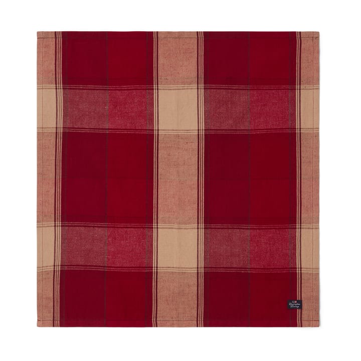 Tovagliolo di lino-cotone a quadri 50x50 cm, Rosso-beige Lexington