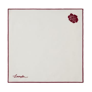 Tovagliolo in misto lino-cotone Flower 50x50 cm - Bianco-rosso - Lexington