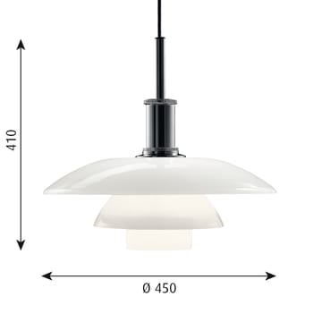 Lampada a sospensione in vetro opalino PH 4½-4 - Cromo - Louis Poulsen