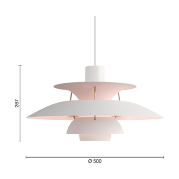 Lampada a sospensione PH 5 Anniversary edition - Matte white-pale rose - Louis Poulsen