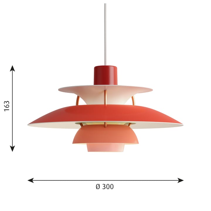 Lampada a sospensione PH 5 MINI, Rosso Louis Poulsen