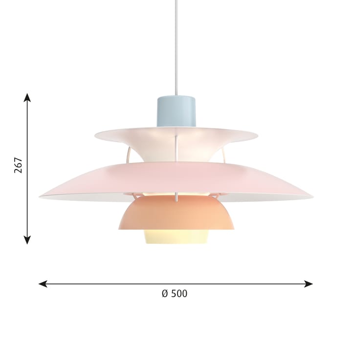 Lampada a sospensione PH 5 , Pastel-blu-rosa-peach Louis Poulsen