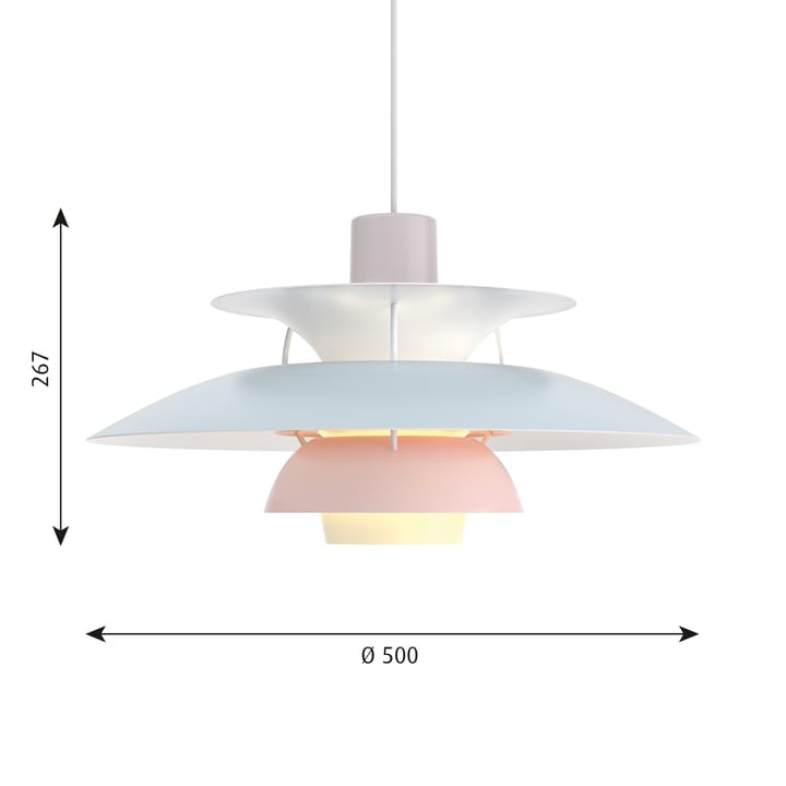 Lampada a sospensione PH 5  - Pastel-grigio ostrica-blu-rosa - Louis Poulsen