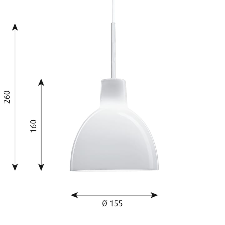 Lampada a sospensione Toldbod 155, Vetro opale bianco Louis Poulsen