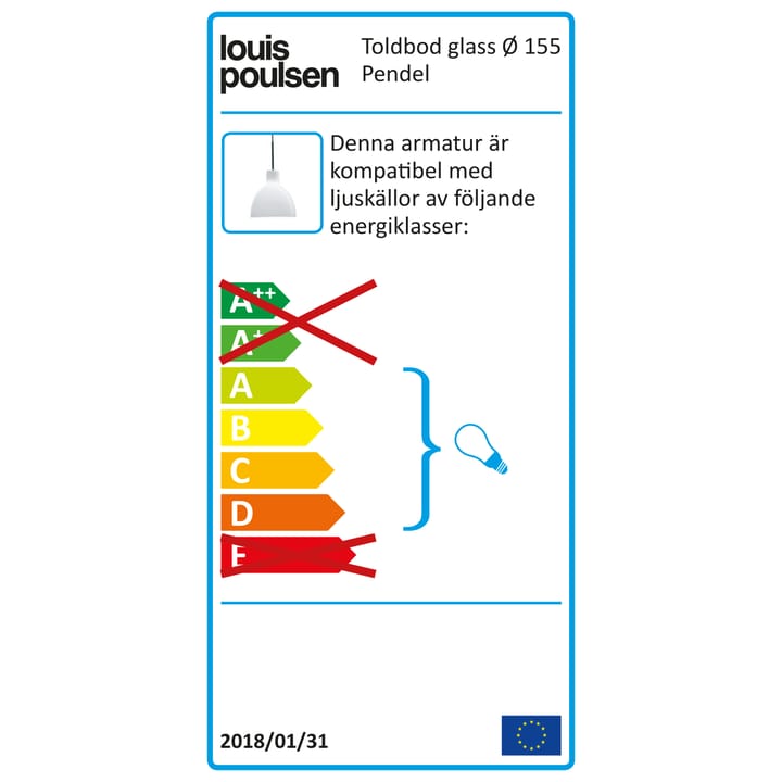 Lampada a sospensione Toldbod 155, Vetro opale bianco Louis Poulsen