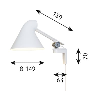 Lampada da parete a braccio corto NJP - Bianco - Louis Poulsen