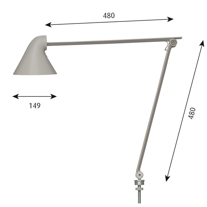 Lampada da tavolo NJP Ø 10 mm, Grigio chiaro Louis Poulsen