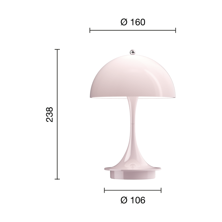 Lampada da tavolo Panthella 160 portable, Pale rose Louis Poulsen