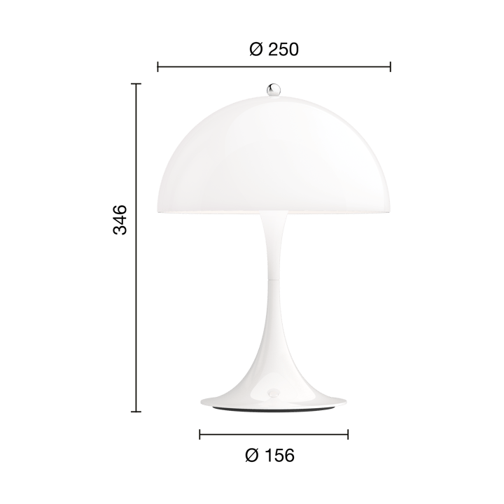 Lampada da tavolo Panthella 250 portable, Acrilico bianco opalino Louis Poulsen