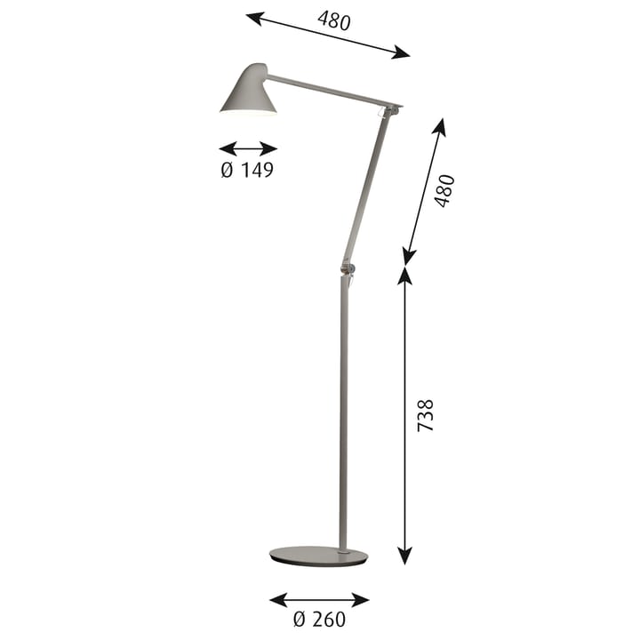 Lampada da terra NJP, Grigio chiaro Louis Poulsen