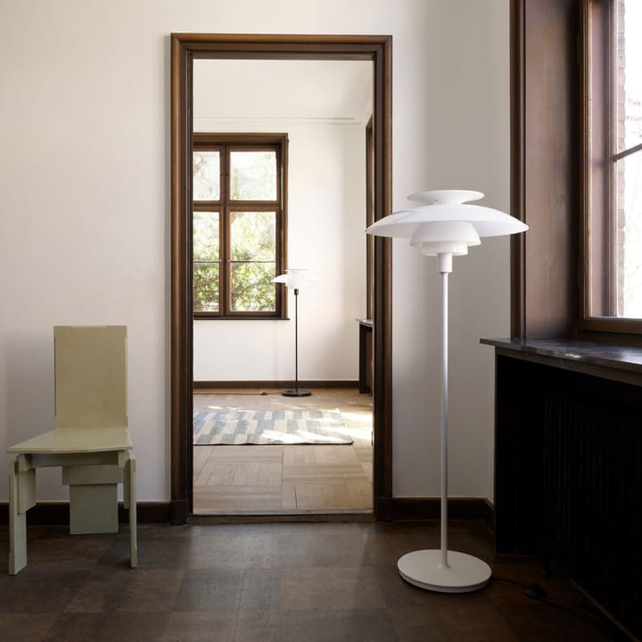 Lampada da terra PH 80 dimmerabile, Bianco-vetro bianco opalino Louis Poulsen