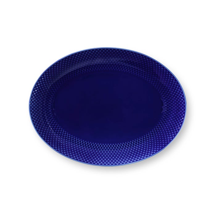 Piatto da portata ovale Rhombe 35x26,5 cm - Blu scuro - Lyngby Porcelæn