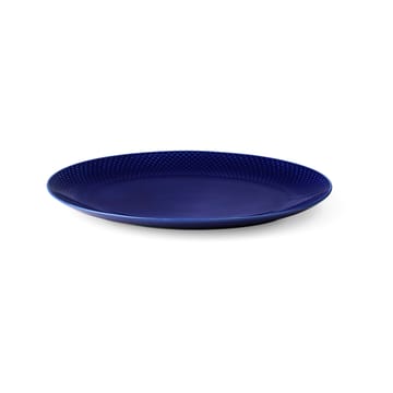 Piatto da portata ovale Rhombe 35x26,5 cm - Blu scuro - Lyngby Porcelæn