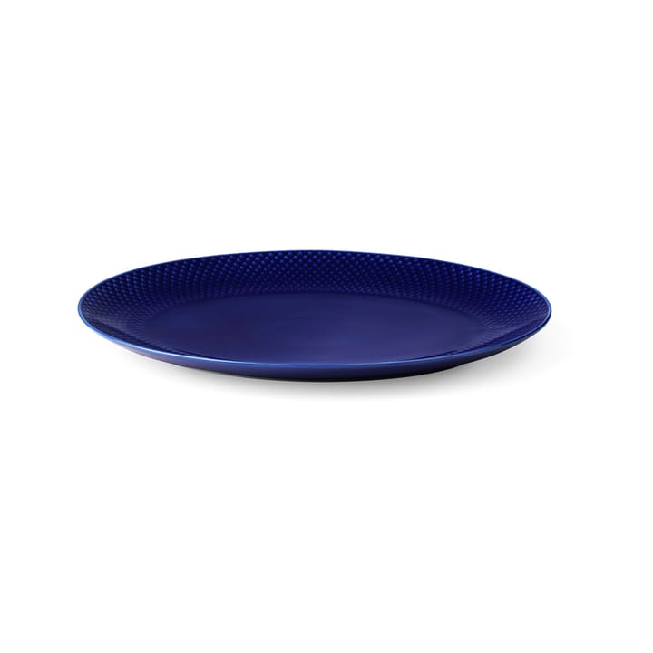 Piatto da portata ovale Rhombe 35x26,5 cm, Blu scuro Lyngby Porcelæn