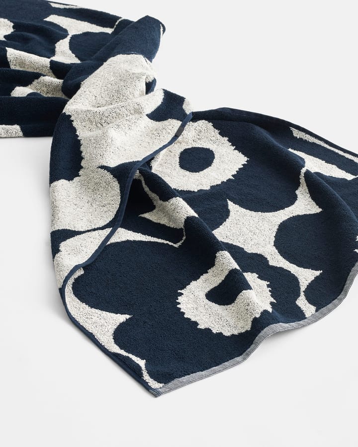 Asciugamano Unikko bianco naturale-blu scuro, 70x150 cm Marimekko