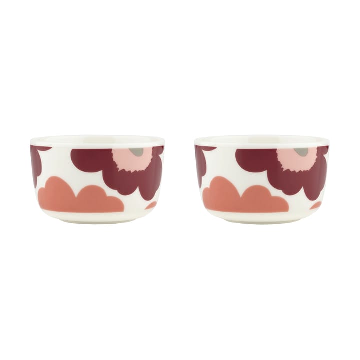 Ciotola Unikko 2,5 dl confezione da 2 - White-dark cherry-salmon red - Marimekko