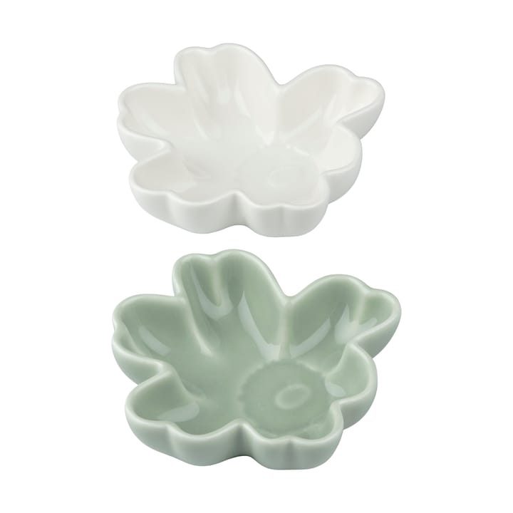 Ciotola Unikko shape Ø11 cm 2 pezzi - Bianco-verde chiaro - Marimekko