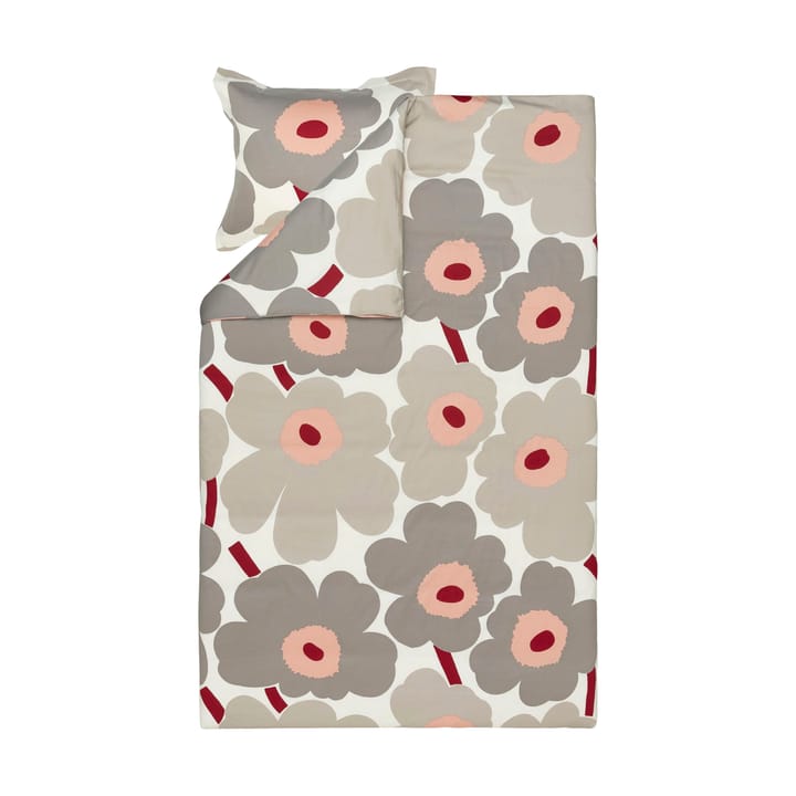 Copripiumino Unikko in raso 150x210 cm, Off white-warm grey-pink Marimekko