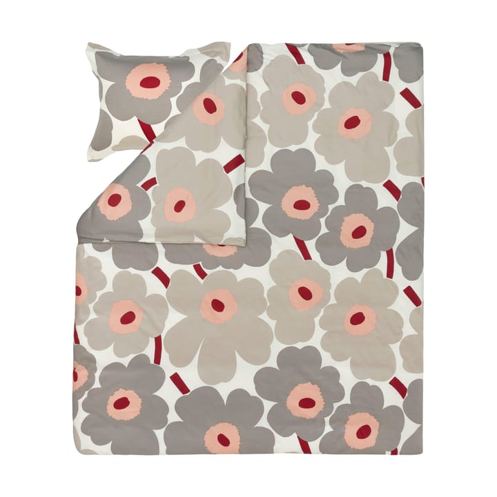 Copripiumino Unikko in raso 240x220 cm, Off white-warm grey-pink Marimekko