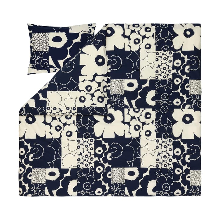 Copripiumino Unikko kollaasi 240x220 cm - Off-white-dark blue - Marimekko