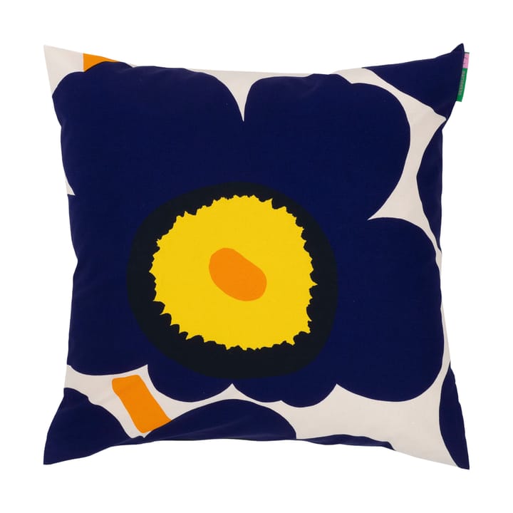 Fodera per cuscino Unikko 60° anniversario 50x50 cm, Cotton-d. blue-yellow-orange Marimekko