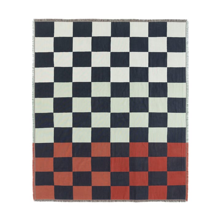 Plaid Kukko ja Kana 130x170 cm - Off white- dark blue-Orange red - Marimekko