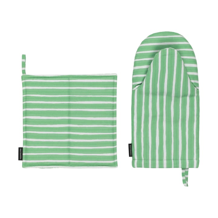 Presina + guanto da forno Piccolo 2 pezzi - Light grey-spring green - Marimekko