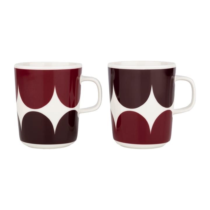 Tazza Härkä 25 cl confezione da 2, bianco-vinaccia-rosso scuro Marimekko