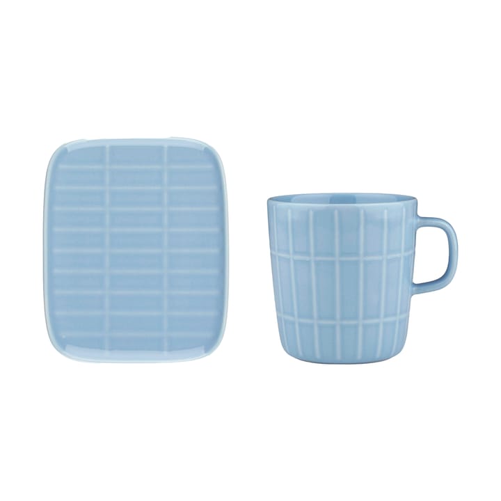 Tazza Tiiliskivi 40 cl + piatto 12x15 cm, Light blue Marimekko