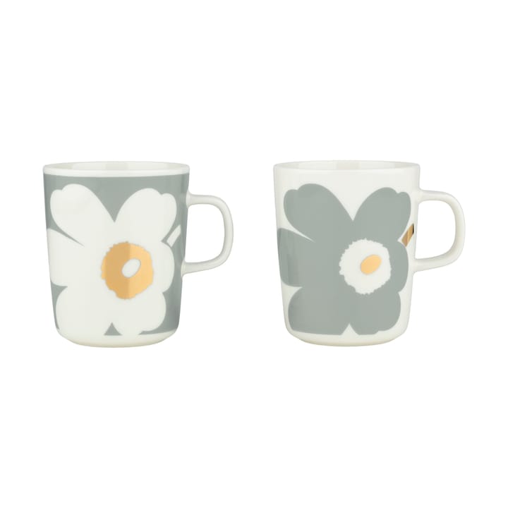 Tazza Unikko per il 60° anniversario 25 cl 2 pezzi - White-light grey-gold - Marimekko