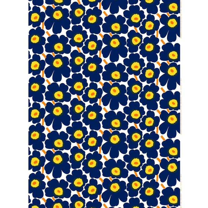 Tessuto in cotone Pieni Unikko, Bianco-Blu-Giallo Marimekko