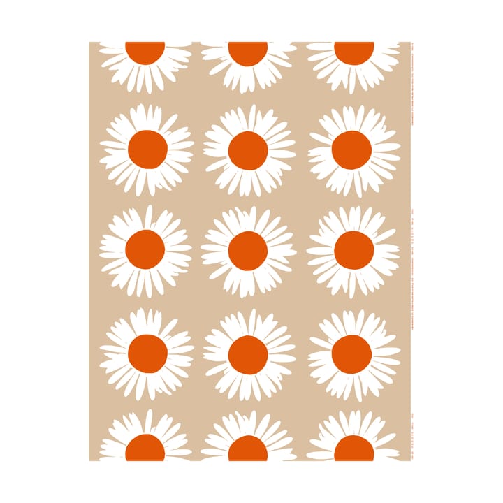 Tessuto per uso esterno Auringonkukka  - Beige-Off white-rosso pomodoro - Marimekko