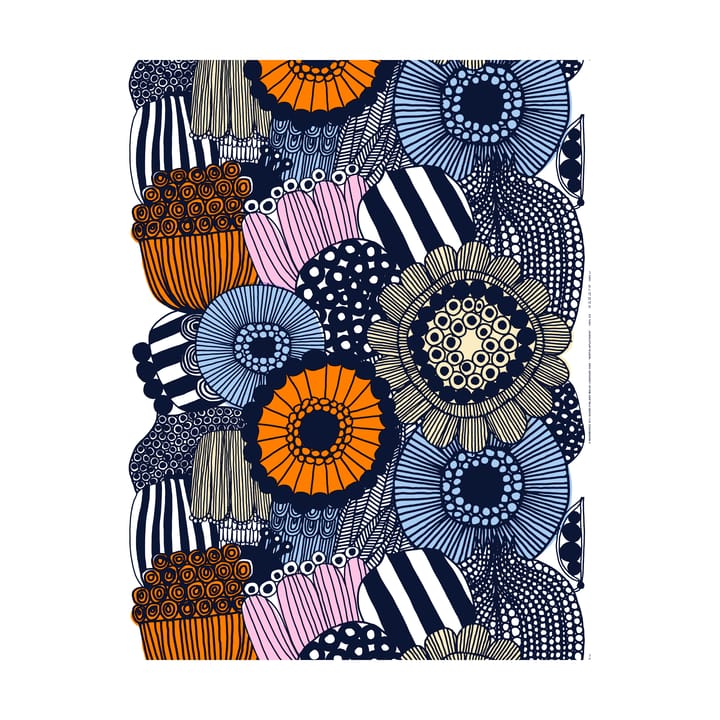 Tessuto Siirtolapuutarha - Bianco-giallo-Arancio-azzurro - Marimekko