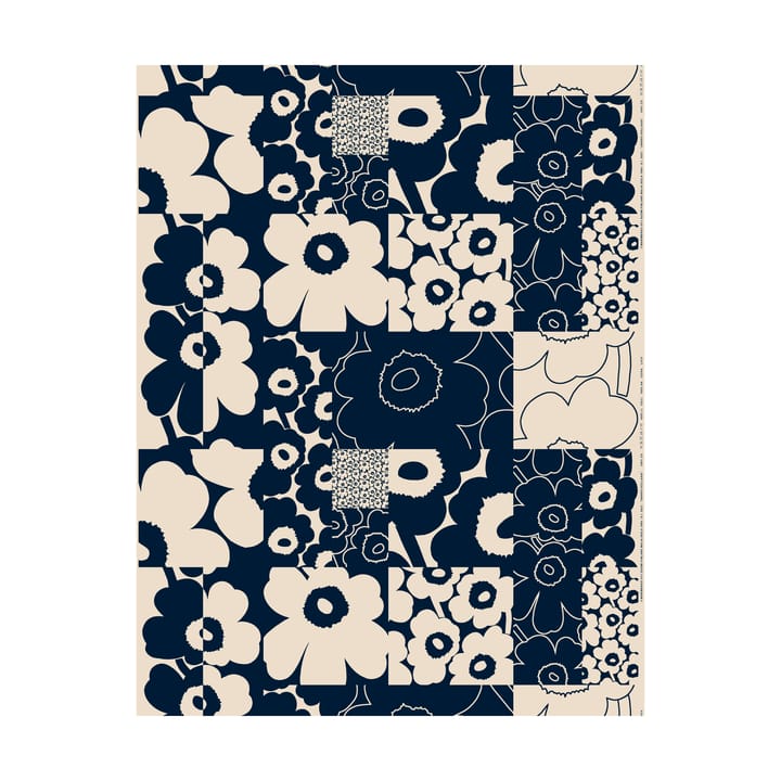Tessuto Unikko collage cotone-lino - Linen-dark navy - Marimekko