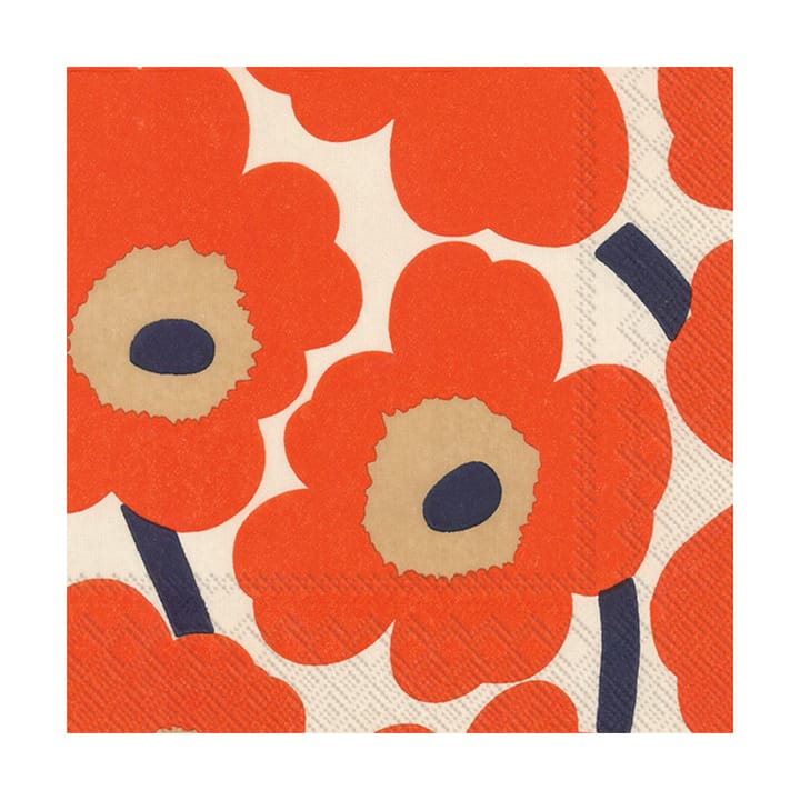 Tovagliolo Unikko 33x33 cm confezione da 20, Crema-rossa Marimekko