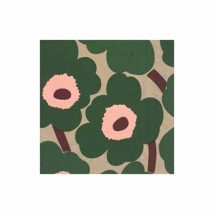 Tovagliolo Unikko 33x33 cm confezione da 20 - verde-rosa - Marimekko