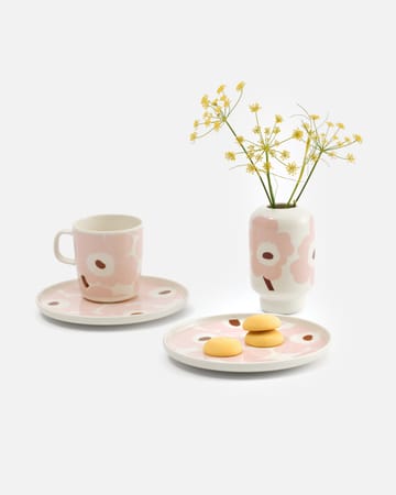 Vaso Unikko 14 cm - Bianco-rosa chiaro-chestnut - Marimekko