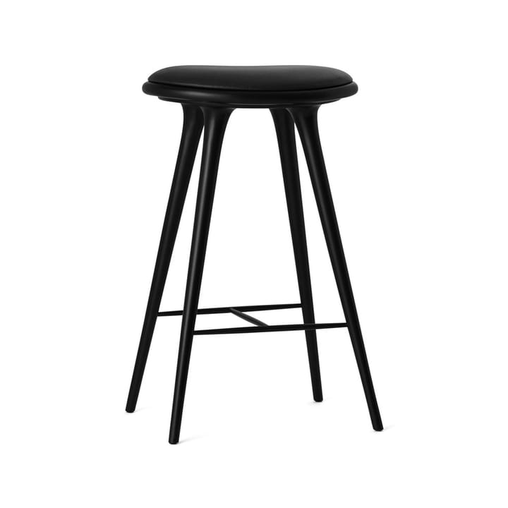 Sgabello da bar alto High, 74 cm - cuoio nero, base in faggio tinto nero - Mater