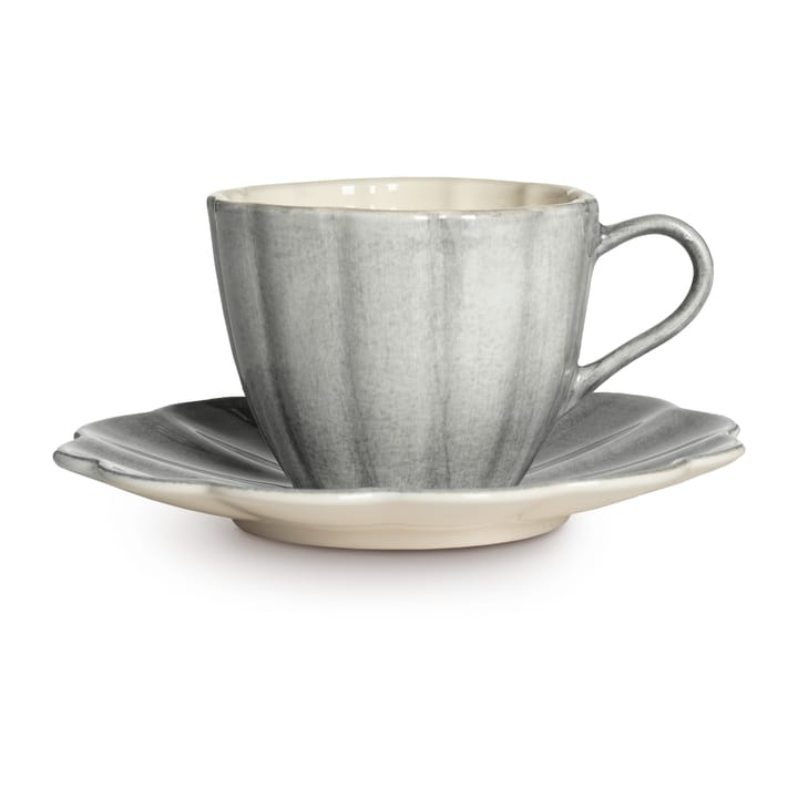 Tazza con piattino Oyster, 25 cl - grigio - Mateus