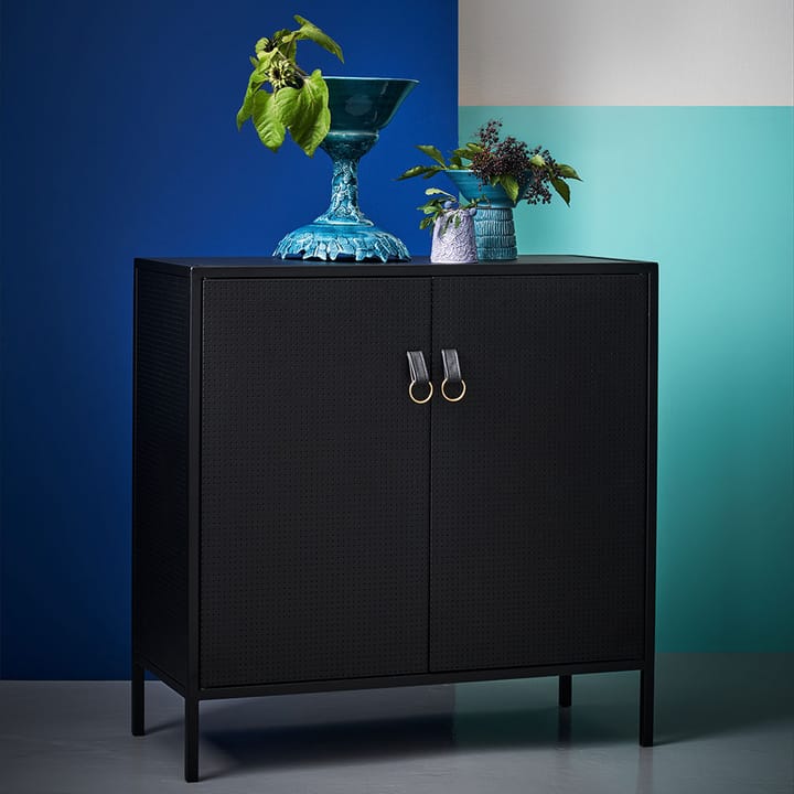 Credenza Liza, nero, pelle nera Maze