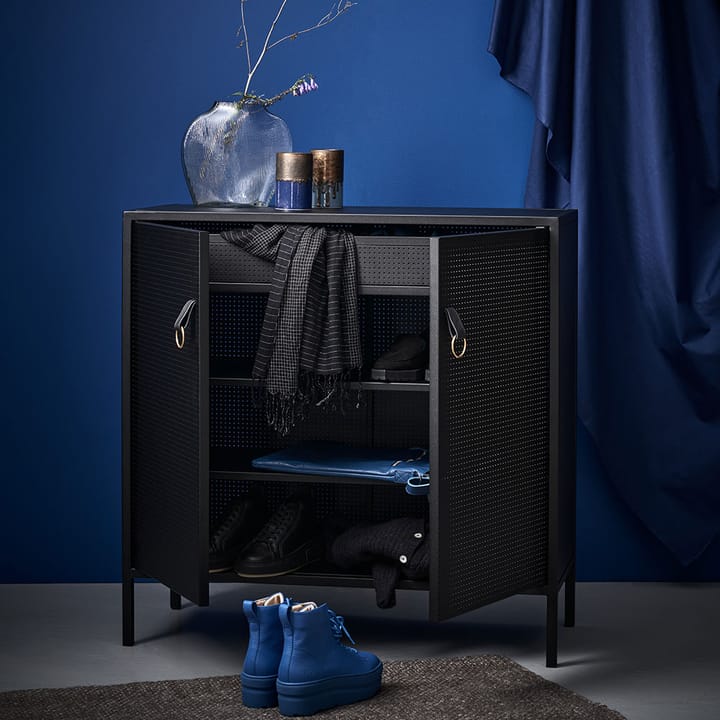 Credenza Liza, nero, pelle nera Maze