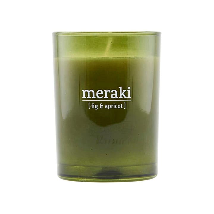 Candela profumata vetro verde Meraki 35 ore  - fig-apricot - Meraki