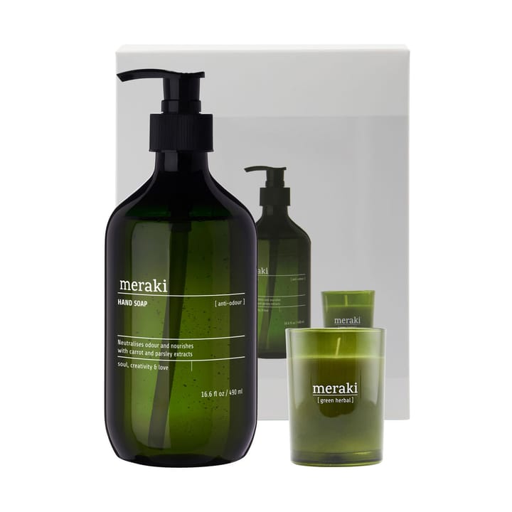 Set regalo Meraki sapone liquido e candela profumata - Anti-odore green herbal - Meraki