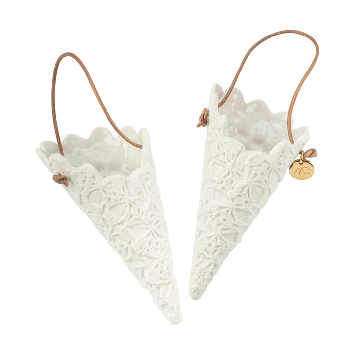 Cono di Natale Lace, confezione da 2 - Bianco sporco - Mette Ditmer