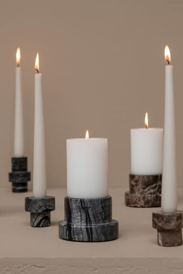 Portacandela Marble per candele a blocco 6,5 cm - Nero, grigio - Mette Ditmer