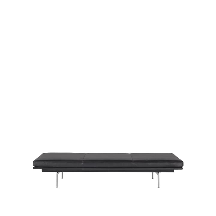 Divano letto Outline - pelle nera lavorata con metodo Refine, alluminio - Muuto