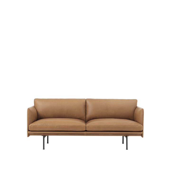 Divano Outline a 2 posti - Refine leather cognac-Black - Muuto