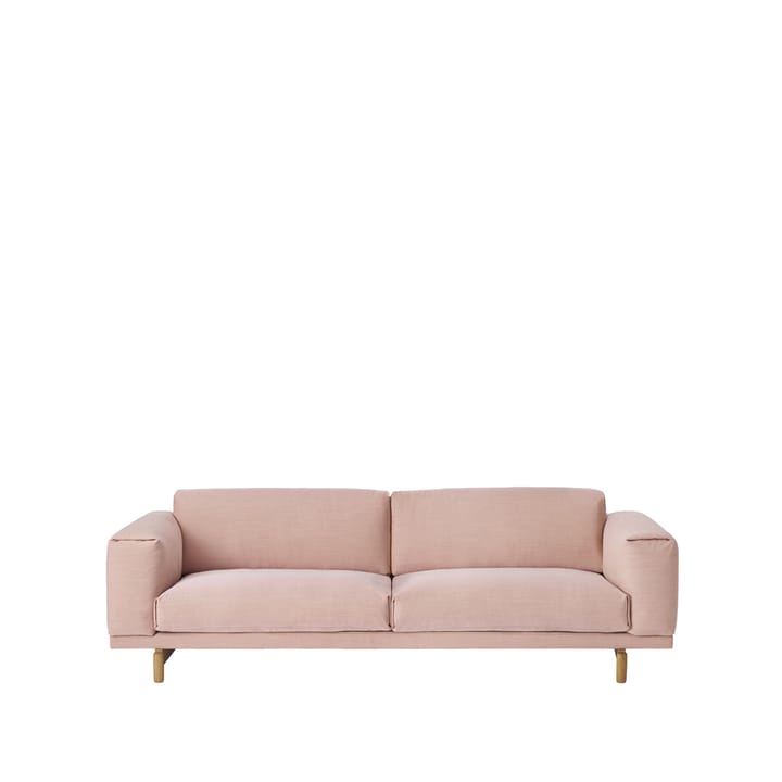 Divano Rest, Divano a 3 posti in tessuto steelcut Trio 515 rose. Gambe in rovere Muuto