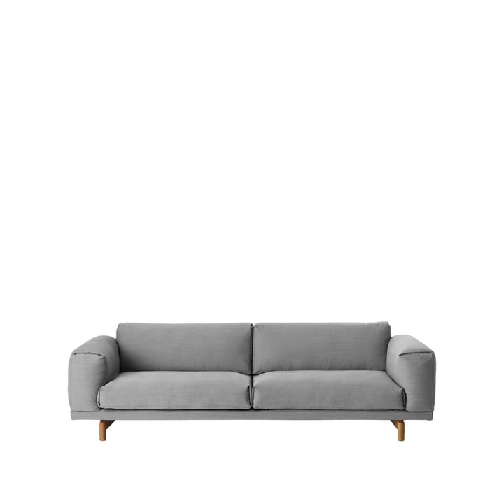 Divano Rest - Divano a 3 posti in tessuto steelcut Trio ii 13 light grey. Gambe in rovere - Muuto